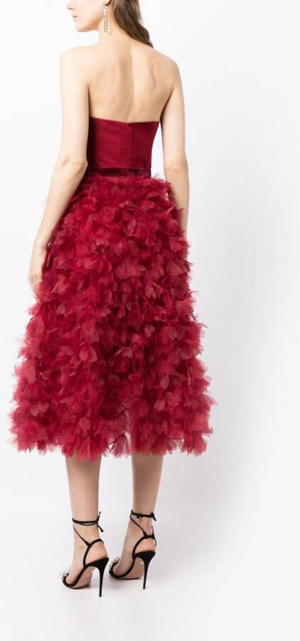 Marchesa Notte Mini-jurk met ruches Rood