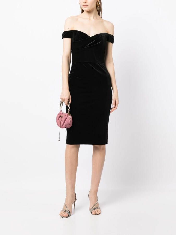 Marchesa Notte Off-shoulder kokerjurk Zwart