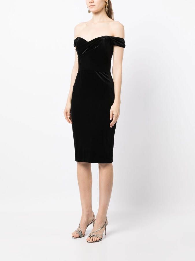 Marchesa Notte Off-shoulder kokerjurk Zwart