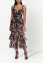 Marchesa Notte Midi-jurk met bloemenprint Zwart - Thumbnail 2