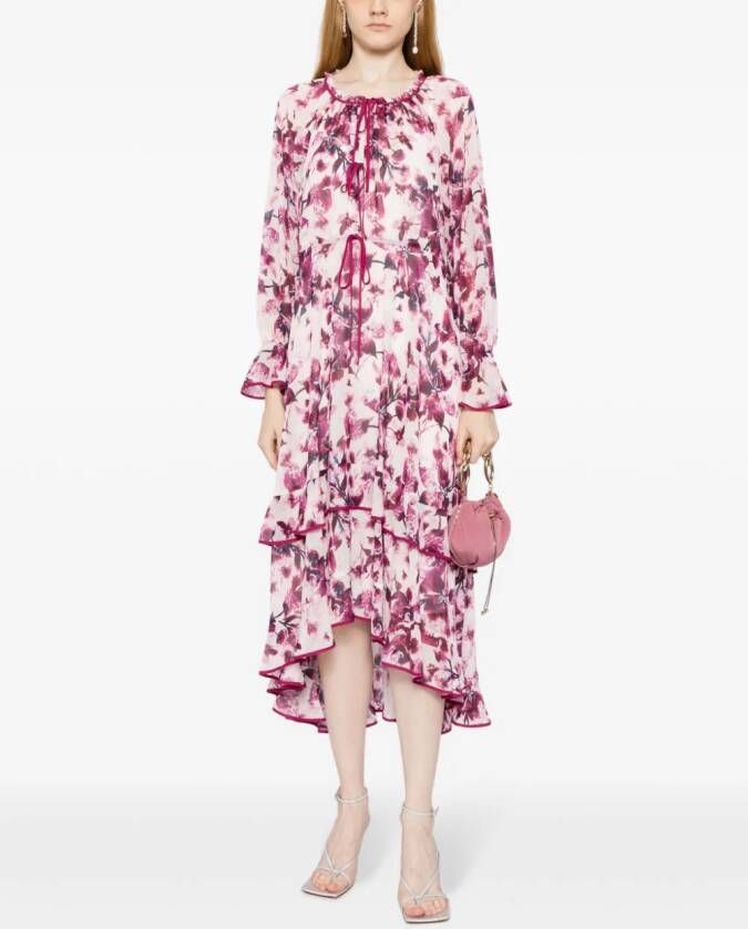 Marchesa Rosa Maxi-jurk met bloemenprint Paars