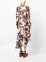Marchesa Rosa Midi-jurk met abstracte print Zwart - Thumbnail 3