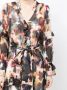 Marchesa Rosa Midi-jurk met abstracte print Zwart - Thumbnail 4