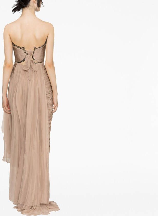 Maria Lucia Hohan Gedrapeerde avondjurk Beige