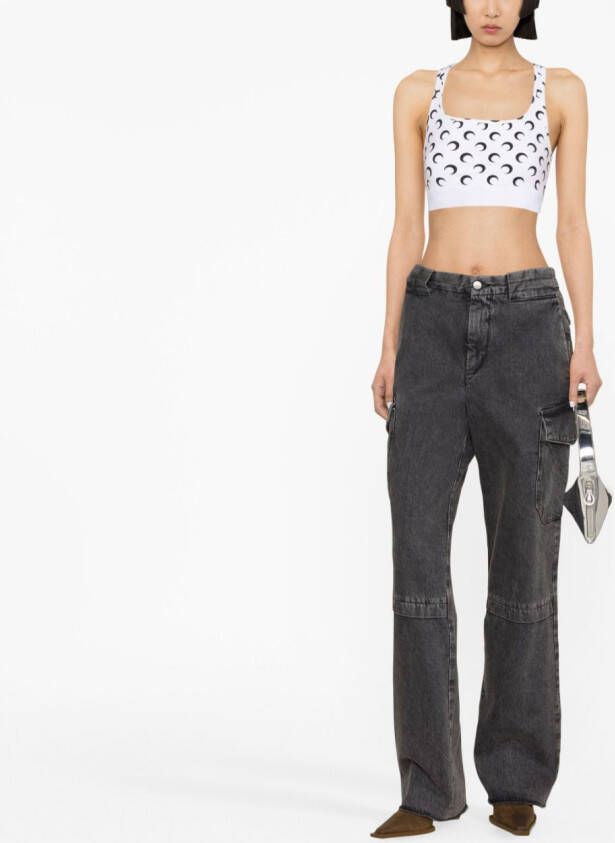 Marine Serre Cropped top met print Wit