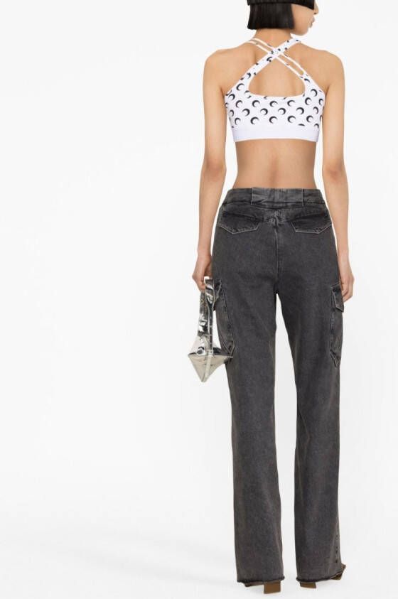 Marine Serre Cropped top met print Wit
