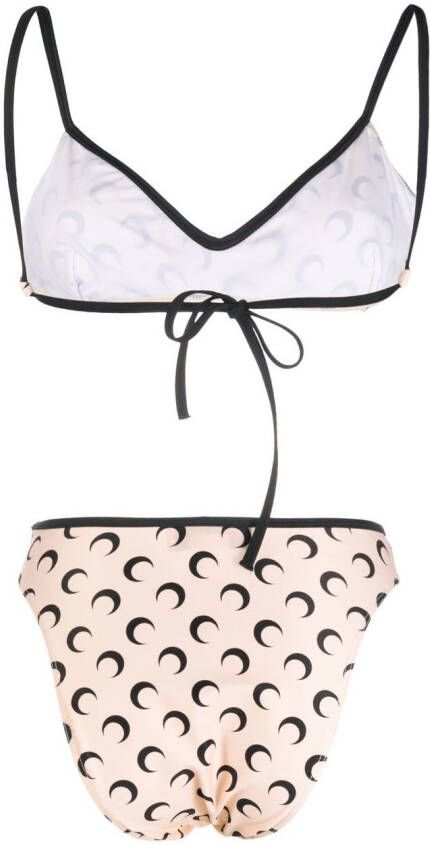Marine Serre Bikini met maanprint Beige