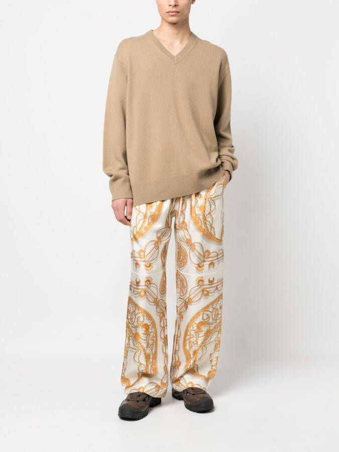 Marine Serre Broek met print Beige