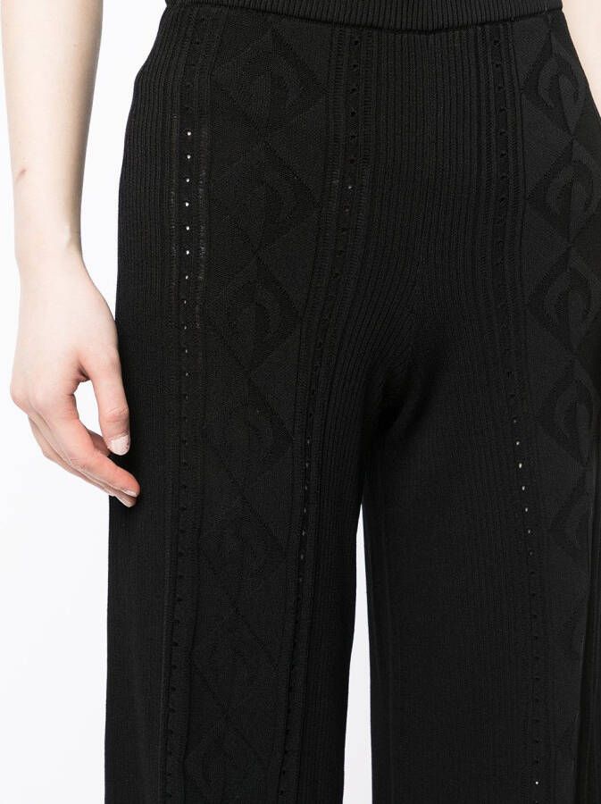 Marine Serre Broek met wijde pijpen Zwart