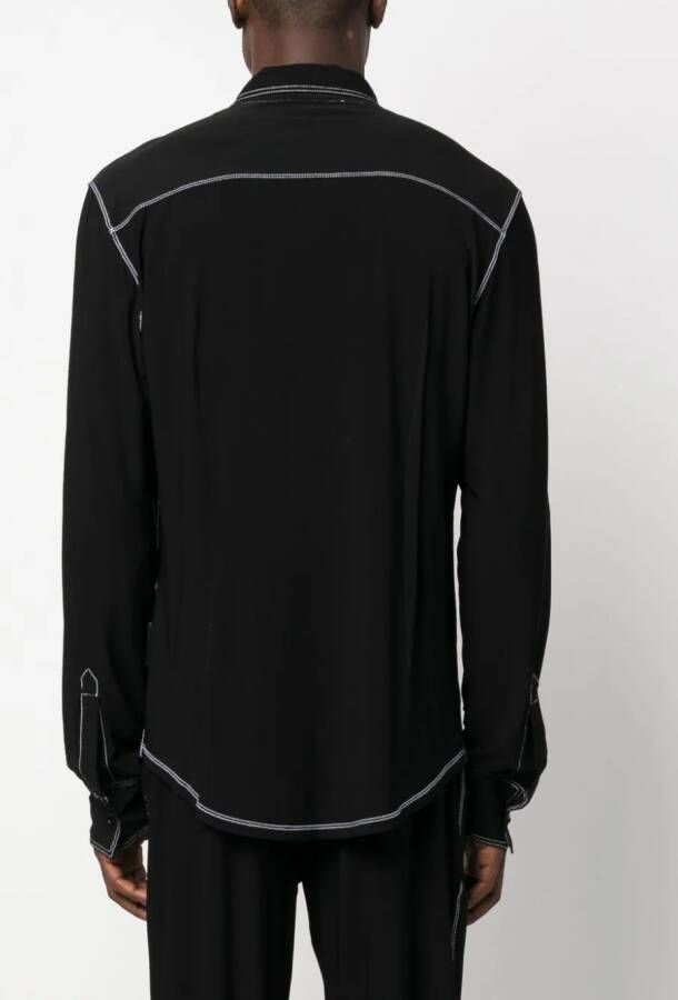 Marine Serre Overhemd met contrasterend stiksel Zwart