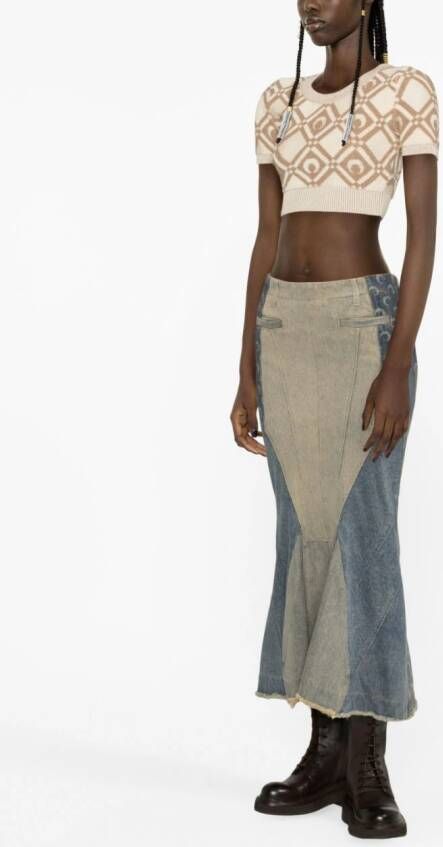Marine Serre Flared rok Blauw