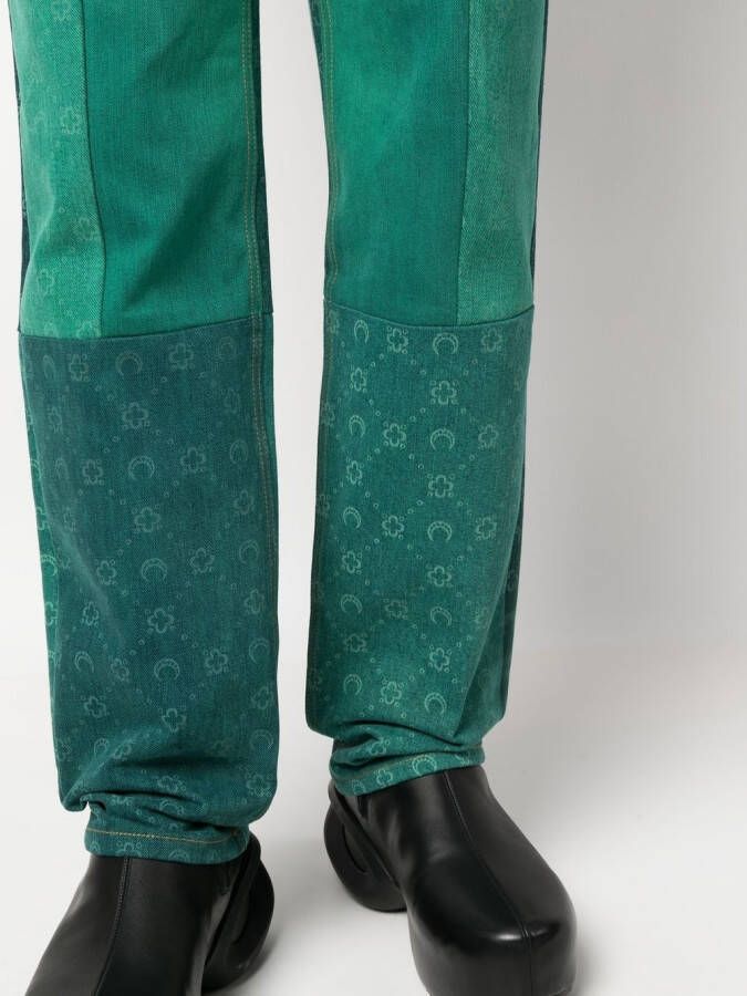 Marine Serre Jeans met patchwork Groen