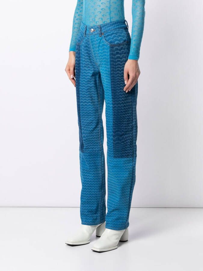Marine Serre Jeans met vlakken Blauw