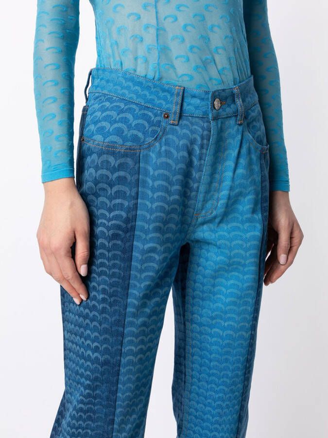 Marine Serre Jeans met vlakken Blauw