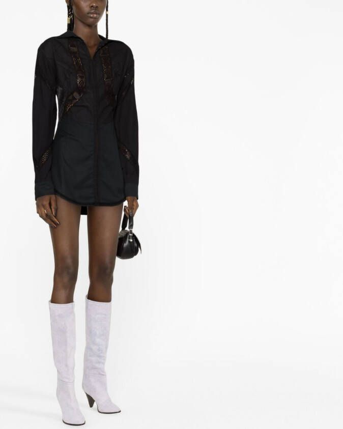 Marine Serre Blousejurk met kant Zwart