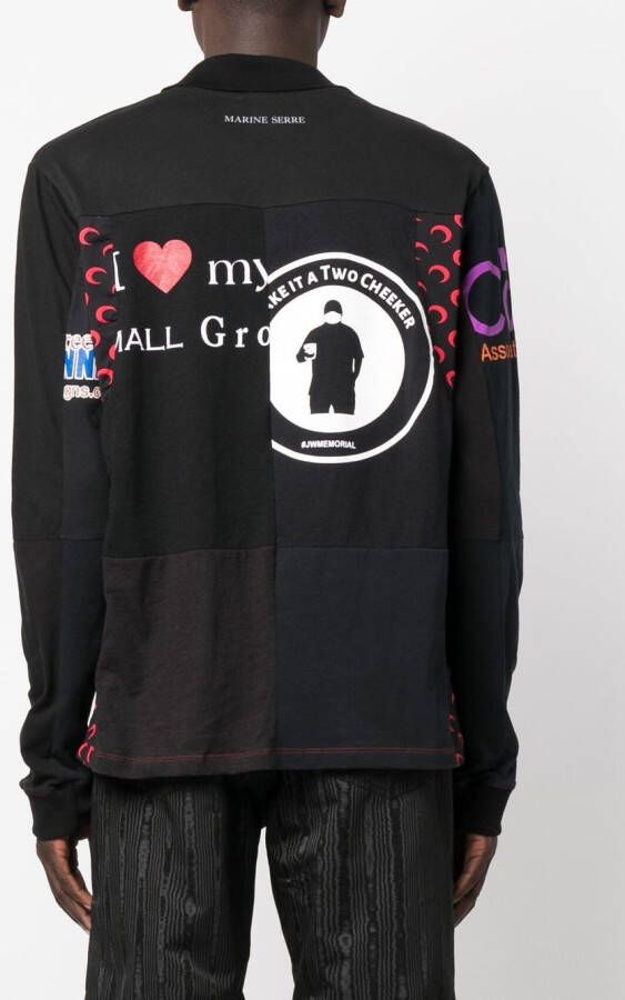 Marine Serre Poloshirt met print en lange mouwen Zwart