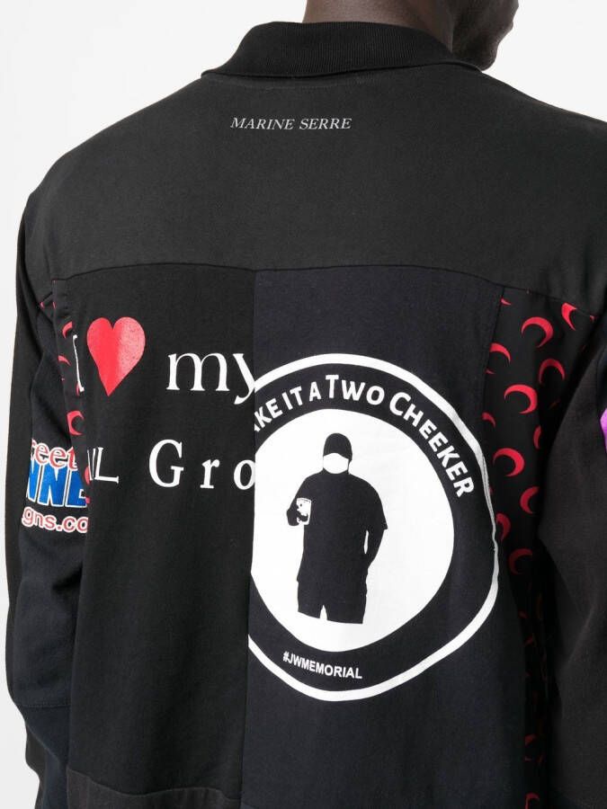 Marine Serre Poloshirt met print en lange mouwen Zwart