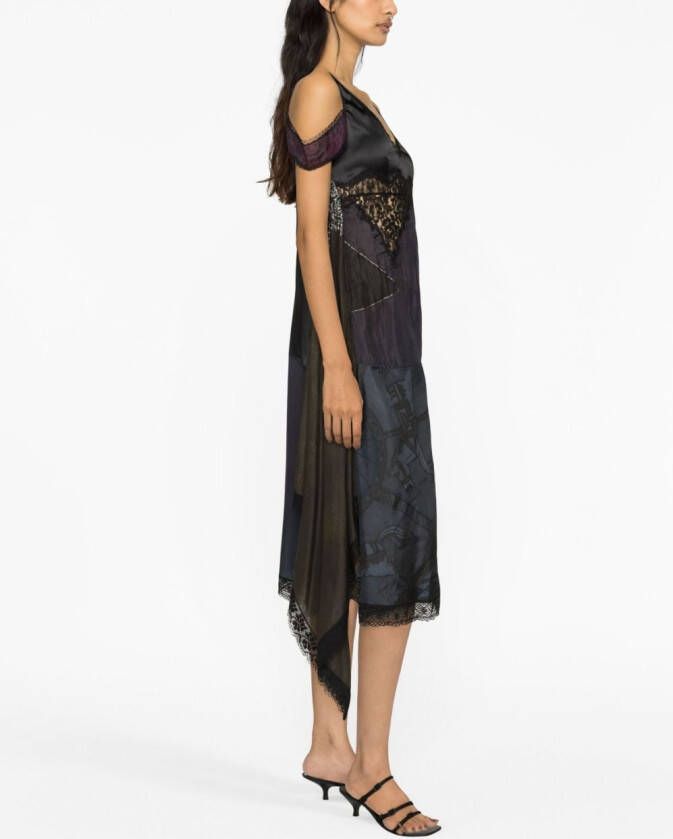 Marine Serre Denim midi-jurk Zwart
