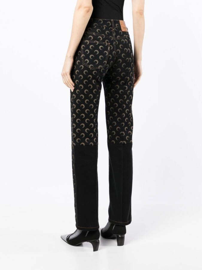 Marine Serre Straight jeans Zwart