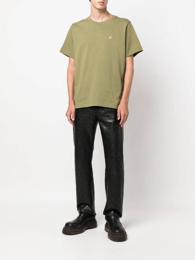 Marine Serre T-shirt met geborduurd logo van biologisch katoen Groen