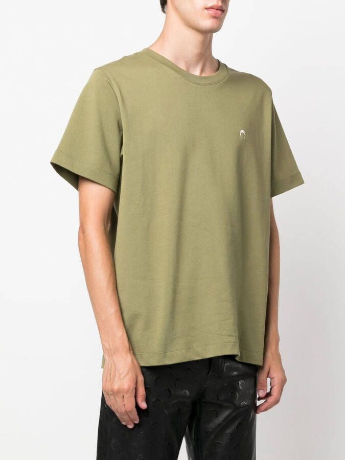 Marine Serre T-shirt met geborduurd logo van biologisch katoen Groen