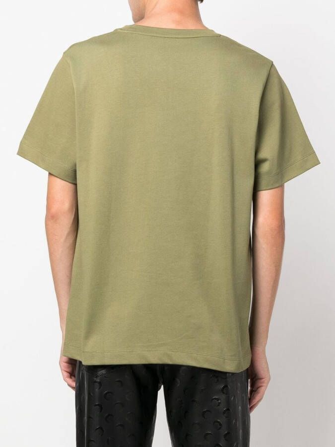 Marine Serre T-shirt met geborduurd logo van biologisch katoen Groen