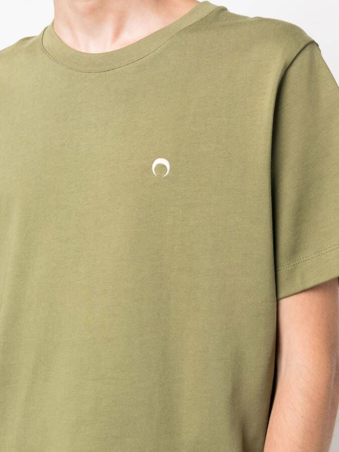 Marine Serre T-shirt met geborduurd logo van biologisch katoen Groen