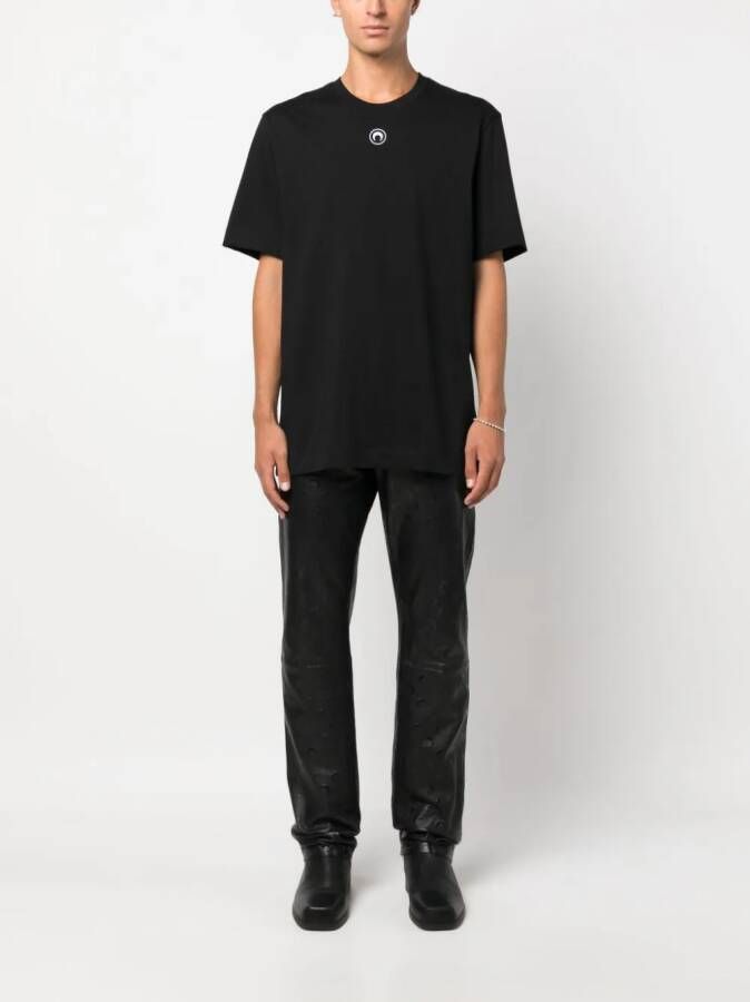 Marine Serre T-shirt met geborduurd logo Zwart