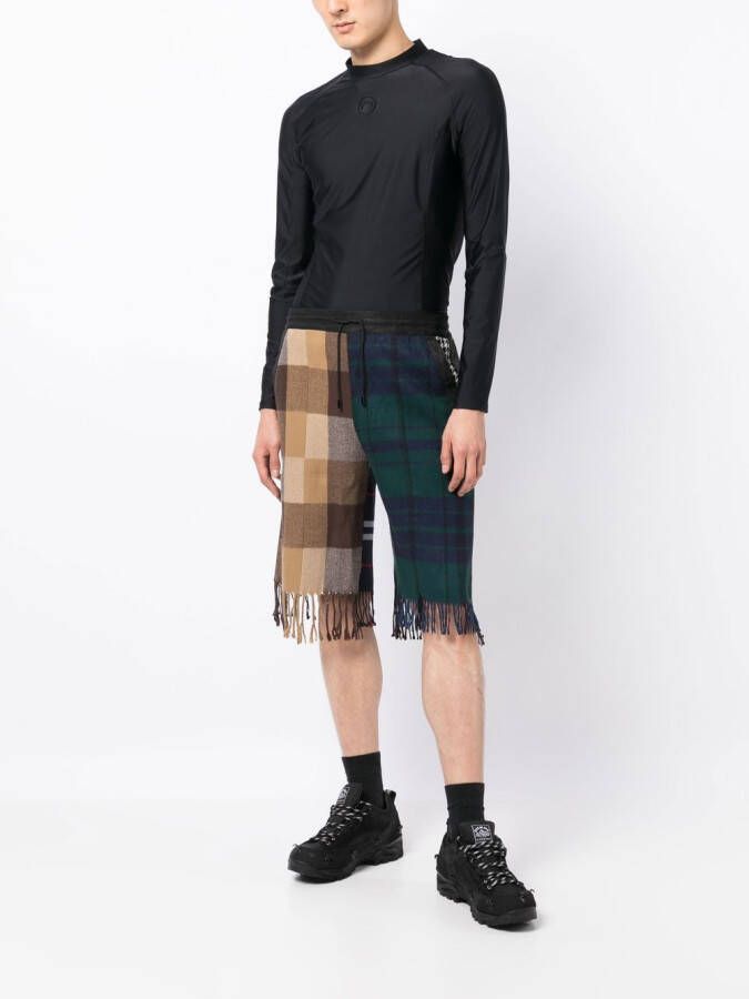 Marine Serre Shorts met tartan ruit Bruin
