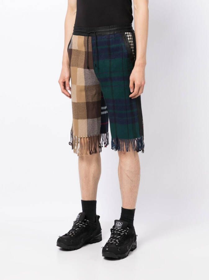 Marine Serre Shorts met tartan ruit Bruin