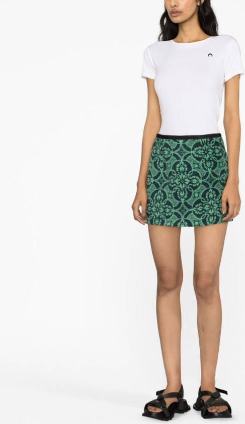 Marine Serre Rok met jacquard Groen