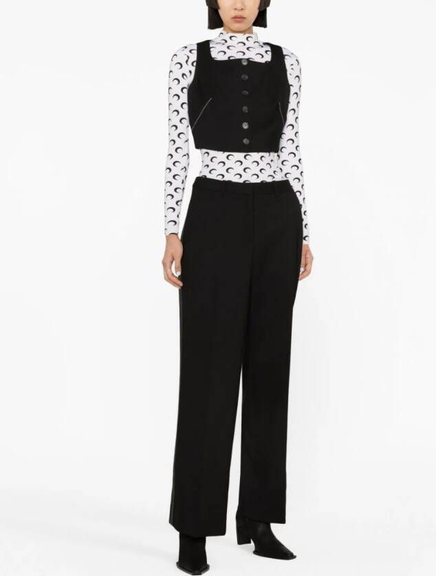 Marine Serre Pantalon met wijde pijpen Zwart