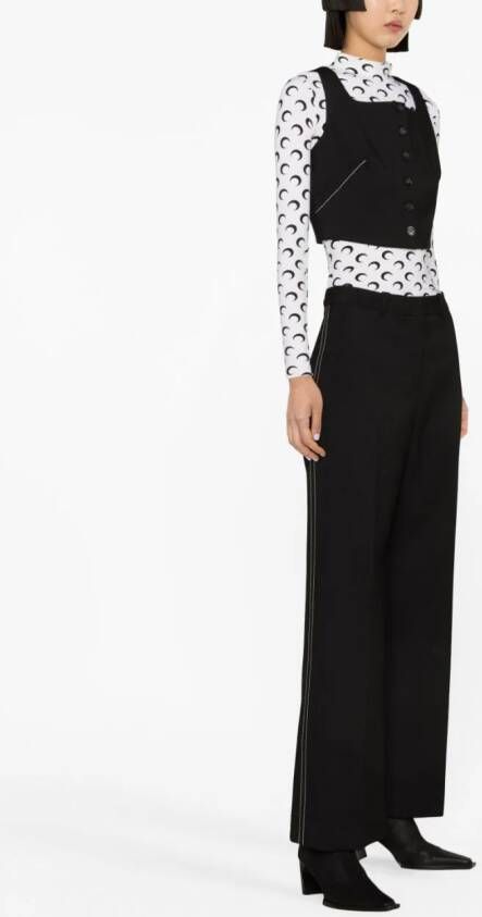 Marine Serre Pantalon met wijde pijpen Zwart
