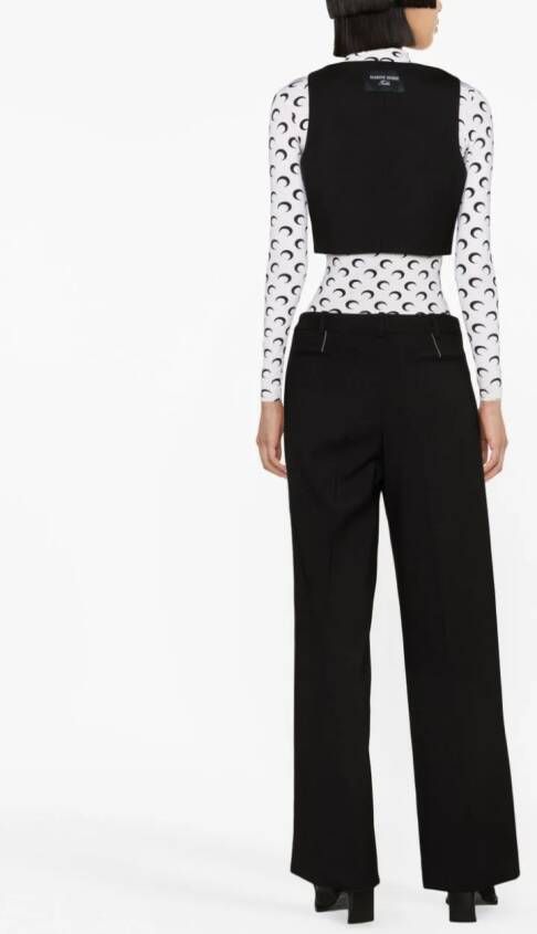 Marine Serre Pantalon met wijde pijpen Zwart