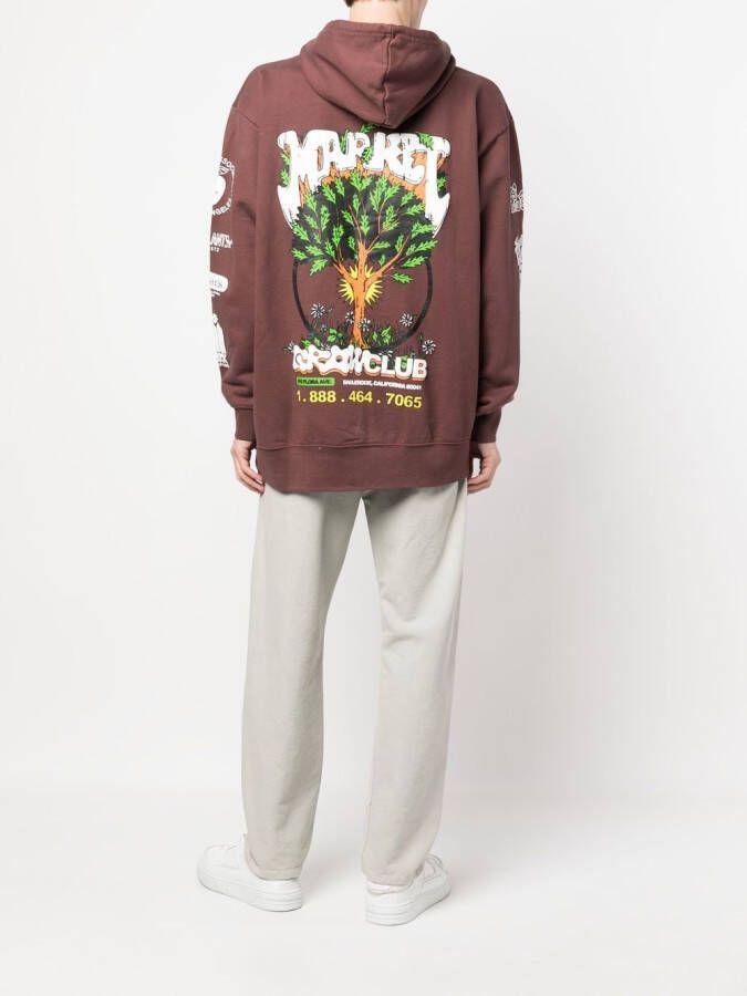 MARKET Hoodie met grafische print Bruin