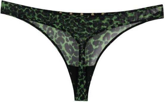 Marlies Dekkers String met luipaardprint Groen