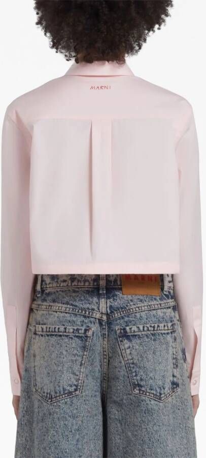 Marni Cropped popeline blouse Roze