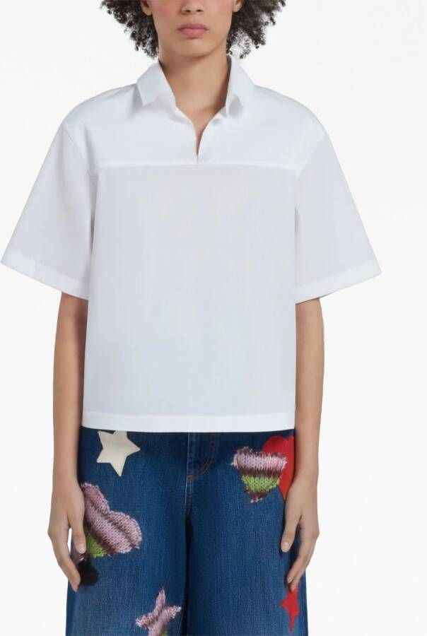 Marni Popeline blouse met polokraag Wit