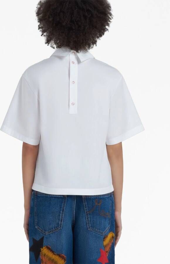 Marni Popeline blouse met polokraag Wit