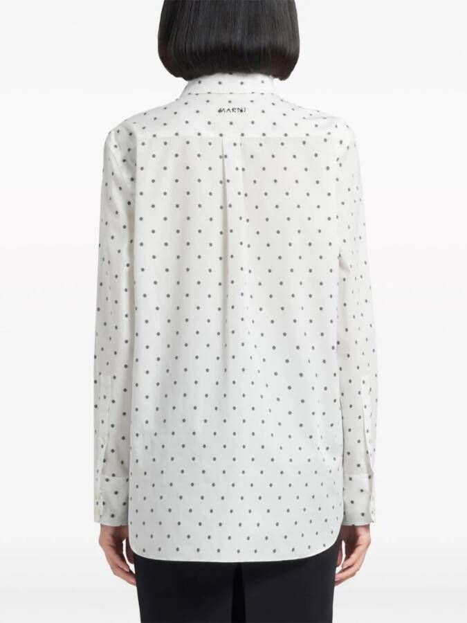 Marni Popeline blouse met stippen Wit