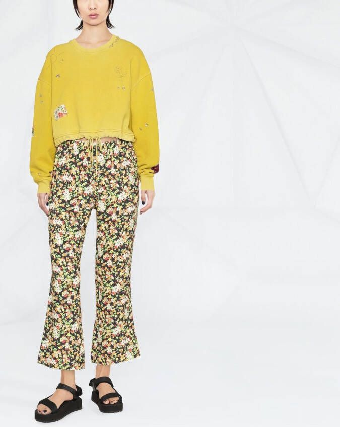 Marni Broek met bloemenprint Zwart