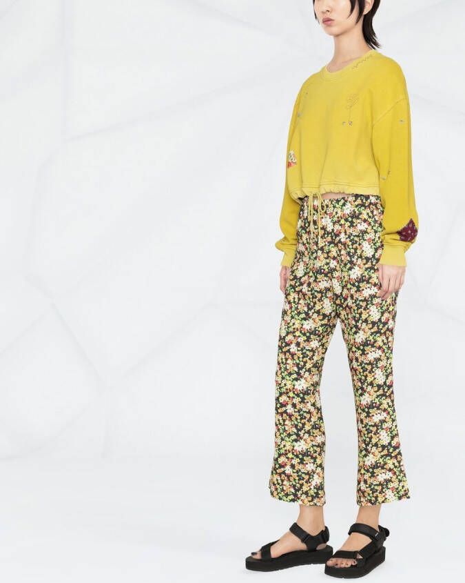 Marni Broek met bloemenprint Zwart