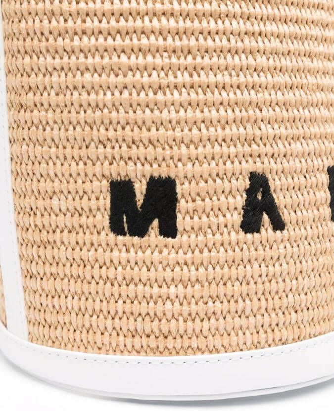 Marni Tropicalia bucket-tas met geborduurd logo Beige
