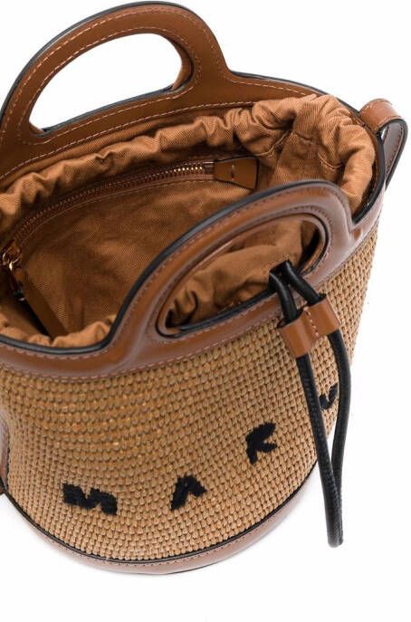 Marni Tropicalia bucket-tas met geborduurd logo Bruin