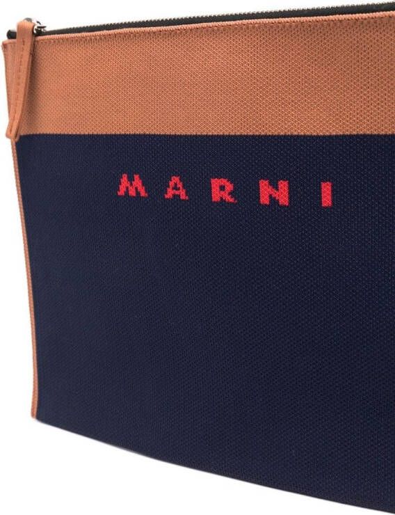 Marni Clutch met logoprint Blauw