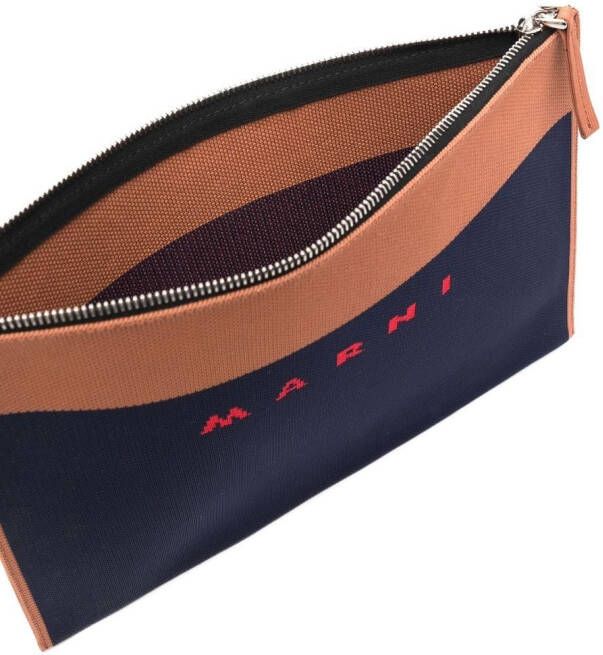 Marni Clutch met logoprint Blauw