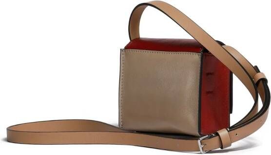 Marni Leren crossbodytas met colourblocking Beige