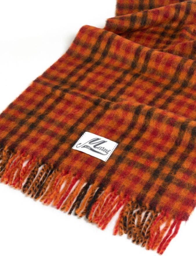 Marni Geruite sjaal met logo-applicatie Oranje