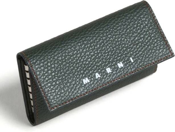 Marni Leren sleutelhoes met logoprint Groen