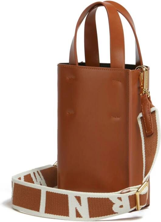 Marni Kleine Museo leren shopper Bruin